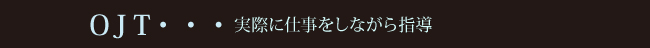 OJT・・・実際に仕事を担当しながら指導